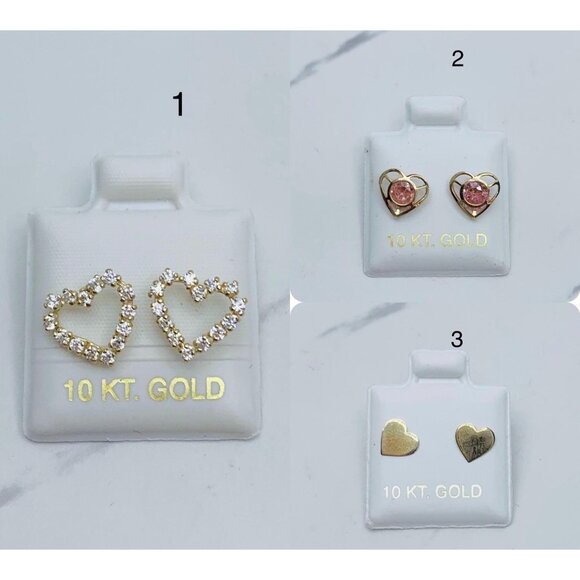 Jewelry - 10k solid gold earrings heart - Arete de Corazon de  de 10 kilates